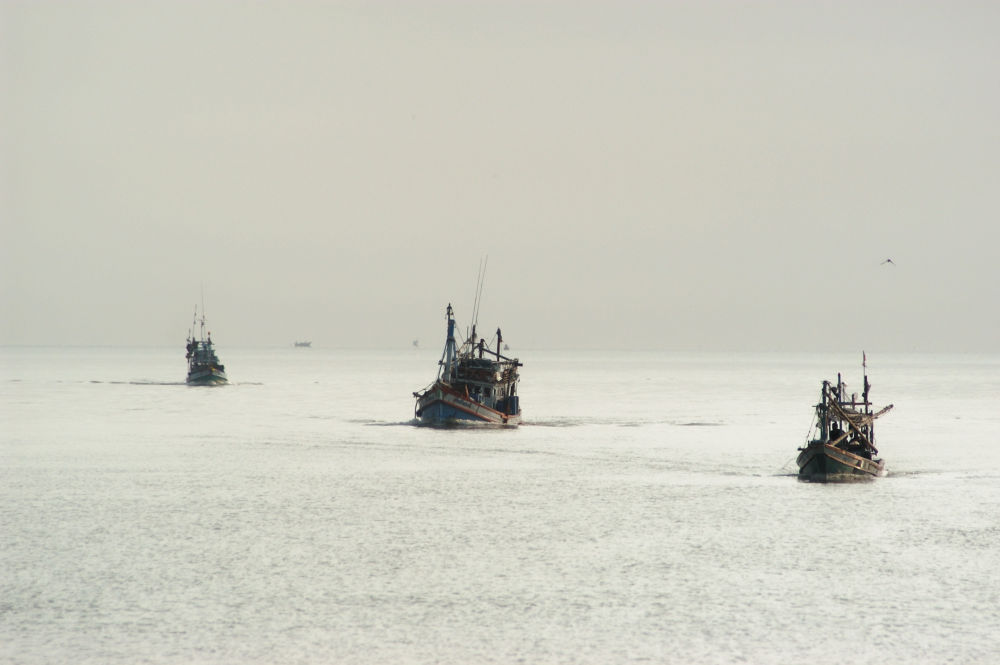 Südthailand: Fischerboote am Morgen