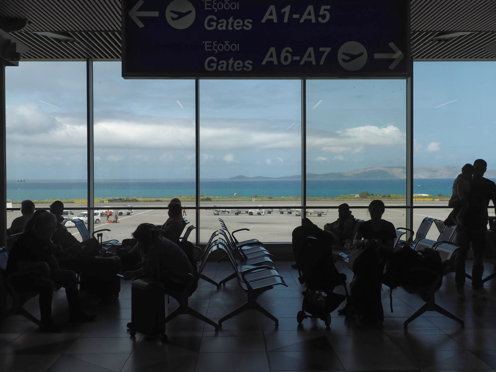 Auf dem Flughafen von Iraklion, Kreta